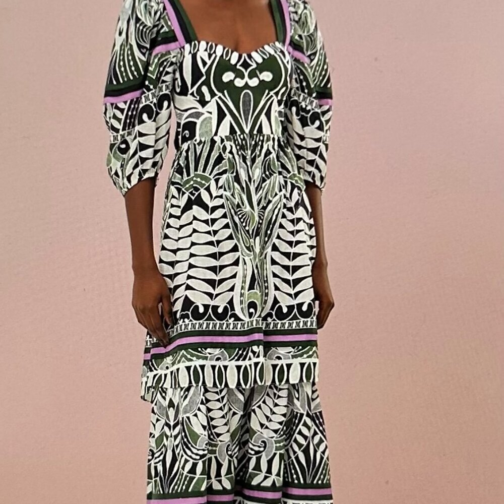 Farm Rio black lace nature short sleeve maxi dress Size  S in lace Nature Black